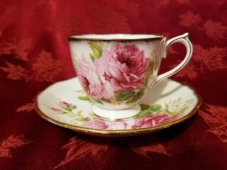 Vintage Royal Albert American Beauty Bone China Teacup And Saucer Pristine Cond