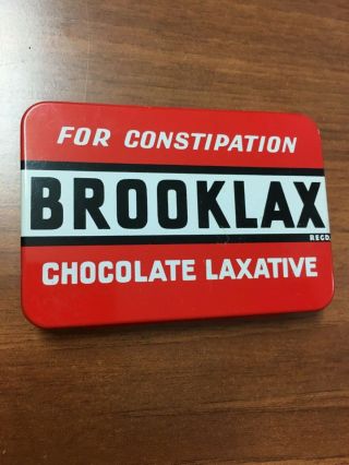 Brooklax Vintage Chocolate Laxative Tablets Empty Tin Box 9×6,  2cm Made England