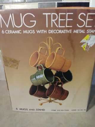 Vintage Retro Coffee Mugs Holder Tree Stand Rack Orig Box Japan 1978