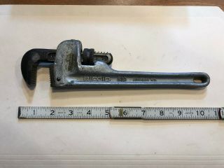 Vintage Ridgid Usa No.  810 Aluminum - Handled 10 " Pipe Wrench