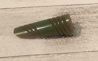 Vintage Carved Olive Green Bakelite Scarf Fur Clip Jewelry Accessory