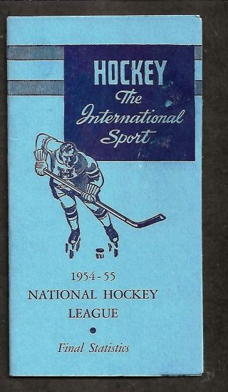 1954 - 55 National Hockey League Final Statistics,  4 Page Fold Out,  3 1/2 " X 6 1/4