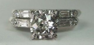 Antique Art Deco Vintage Diamond Bridal Set Engagement Platinum Rg Sz 7 Egl Usa