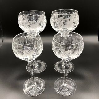 Set Of 4 Vintage Nachtmann Bavarian Clear Cut Crystal Stems