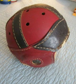 Hutch Leather Football Helmet H 8 RED & BLACK circa 1930 ' s - 40 ' s Very Fine 3