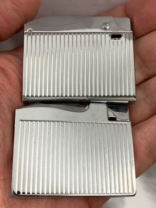 2 Vintage ELGIN AMERICAN Pocket Lighters With Ribbed Design - Different Styles 3
