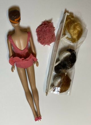 Vintage Mattel 1964 Miss Barbie Doll W Wigs Shoes Hat Swim No Swing or Planter 3