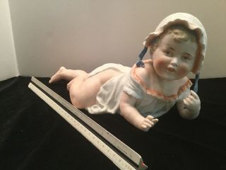 Antique Gebruder Heubach Crawling Child Vtg Large Bisque Piano Baby 12 " 436