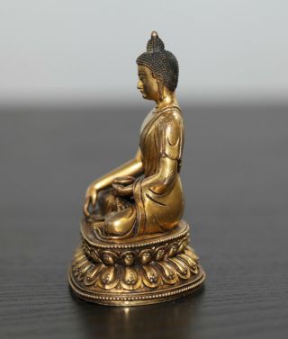 Antique Chinese Tibetan bronze gilt bronze buddha,  reign mark,  Qing Dynasty RARE 2