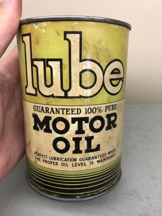 Vintage Lube 100 Pure Quart Metal Motor Oil Can