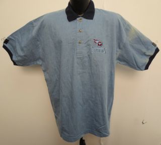 Tennessee Titans Denim Jean Polo Shirt Nfl Football Vintage Vtg Retro Proelite
