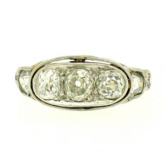 Antique Edwardian 14k Gold & Platinum 1.  6ctw G Vs Old Mine Cut Diamond Band Ring