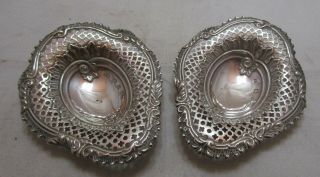 Pair Antique Victorian Sterling Silver Dishes,  56 Grams,  1895