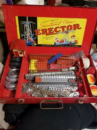 Vintage Gilbert Erector Set No.  7 1/2 Engineers 1970s Boiler Parts 95 Complete