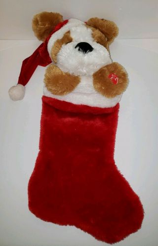 Vintage Dan Dee Animated Musical Plush Dog Christmas Stocking