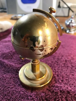 Vintage World Globe Cigarette Table Lighter Windmill.  Gold Finish