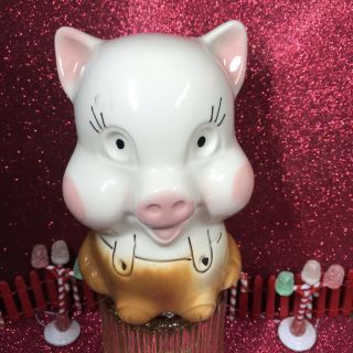 Vtg American Bisque Fatsy Ceramic Piggy Bank Figurine Usa Pottery