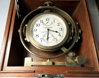 Wwii Usn Boxed Marine Chronometer - Hamilton Model 22