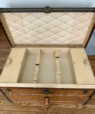 Antique Louis Vuitton Lv Steamer Trunk Case Table Rockefeller Family Owned Rare