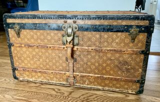 Antique Louis Vuitton LV Steamer Trunk Case Table Rockefeller Family Owned RARE 3