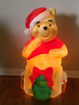 Vintage Lighted Disney Winnie The Pooh Bear Blow Mold - 33” Tall