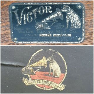 Antique Vic II Victor Talking Machine Phonograph,  External Horn 3