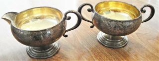 Antique Frank M Whiting Sterling Silver Cream And Sugar Bowls 1785
