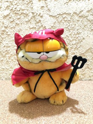 Little Devil Garfield Plush Dakin Tag Valentine Vtg Retro 80s Cartoon Cat Lover
