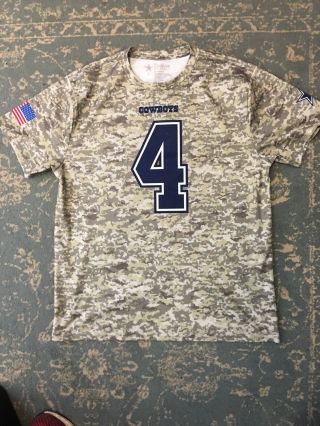 Dallas Cowboys Dak Prescott Camo Salute The Troops Camo Dri Fit Shirt Size L