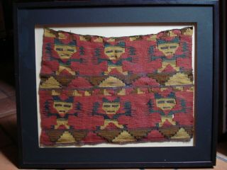 Ancient Rare Pre - Columbian Royal Textile 24 " X17 " Chimu Peruvian Human Figures