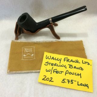 Wally Frank Ltd Vintage Estate Tobacco Smoking Pipe W/ Sterling Band,  Felt Pouch