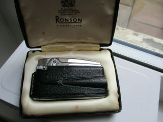 Ronson Varaflame Adonis Lighter - Black Leather Wrap,  Box & Papers