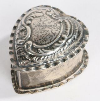 Solid Silver George V 1924 London Pill Heart Shaped Keepsake Box,  Hallmarked