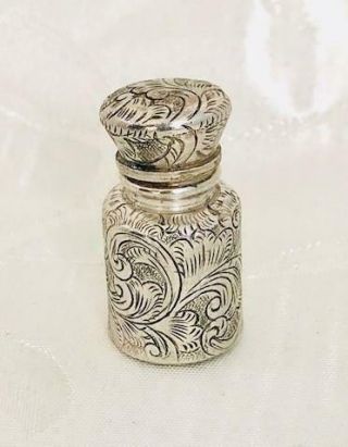 Antique Tiny Miniature Solid Silver Perfume Scent Bottle Circa 1880