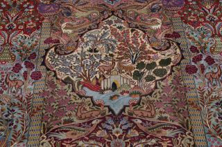 Vintage Animal Pictorial Kashmar Area Rug Hand - Knotted Living Room Carpet 9 