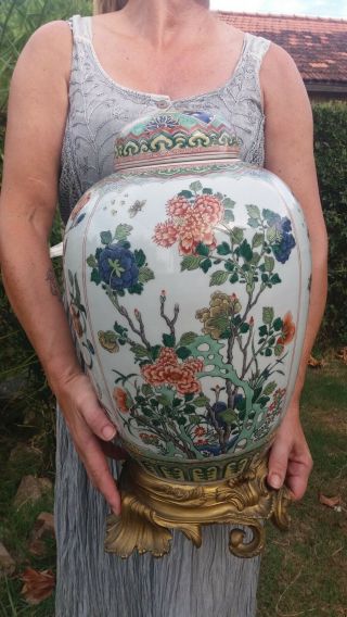 Fine 19th Century Large Chinese Famille Verte Porcelain Lidded Jar 18 ½”