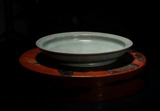 Chinese Antique/Vintage Celadon Glazed Porcelain Dish In Wood Box 3