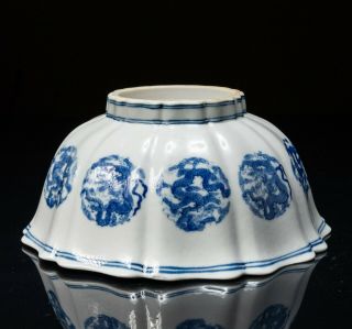 Chinese LARGE Antique/Vintage Blue & White Porcelain Bowl 3