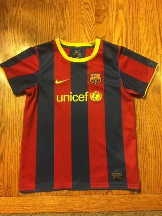 Red Blue Nike Fcb Barcelona Soccer Jersey Child Boys Xl Age 7/8