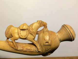 Antique Horse Animal Carved Meerschaum Cheroot Pipe Case
