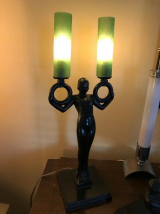 Antique 1930 ' s Frankart Art Deco Bronze Tube Lamp 2