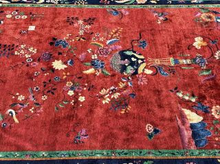 Auth: Antique Art Deco Chinese Rug Nichols Velvety Wool Beauty Red 10x14 NR 2