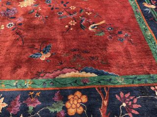 Auth: Antique Art Deco Chinese Rug Nichols Velvety Wool Beauty Red 10x14 NR 3