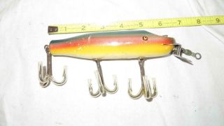 Vintage Old Wood Creek Chub Pikie Fishing Lure Glass Eyes About 7 "