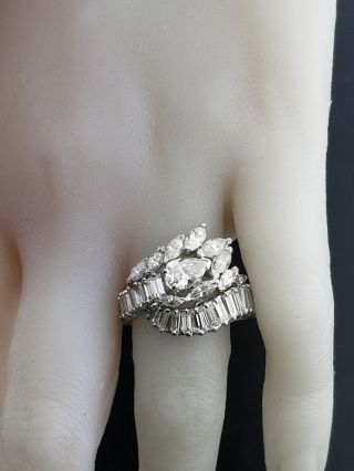 Antique Art Deco Platinum 4ct tcw Diamond Cluster Wrap Cocktail Ring Size 6.  5 2