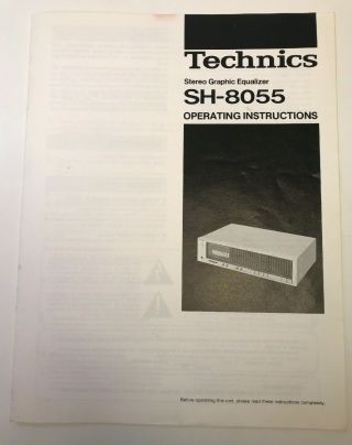 Vtg Technics Sh - 8055 Stereo Graphic Equalizer Operating Instructions
