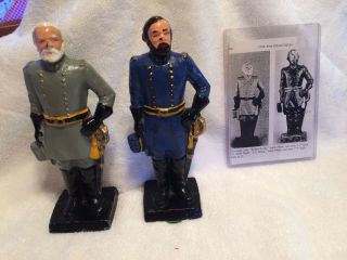 Vtg Cast Iron Door Stops Book Ends Robert E Lee Ulysses S Grant - Us Civil War