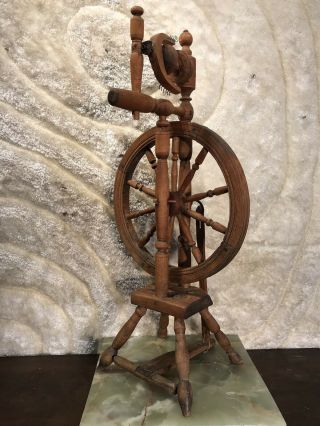 VINTAGE ANTIQUE HAND MADE WOODEN METAL SPINNING WHEEL PERFECT 3
