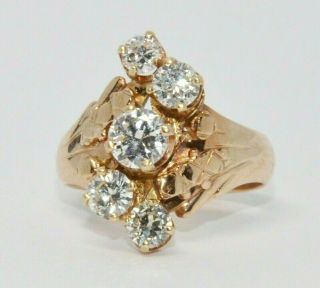 Wow Vintage/antique 14k Gold 1.  30ctw Vs2 Diamond Waterfall Cluster Estate Ring