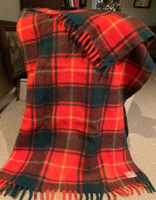 Vintage Ottawa Valley Red/green/blue Plaid Canadian Wool Blanket 45”x51” Warm